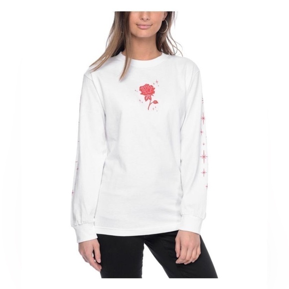 Valleygirl Tops - Valley High Rose White Long
Sleeve T-Shirt
